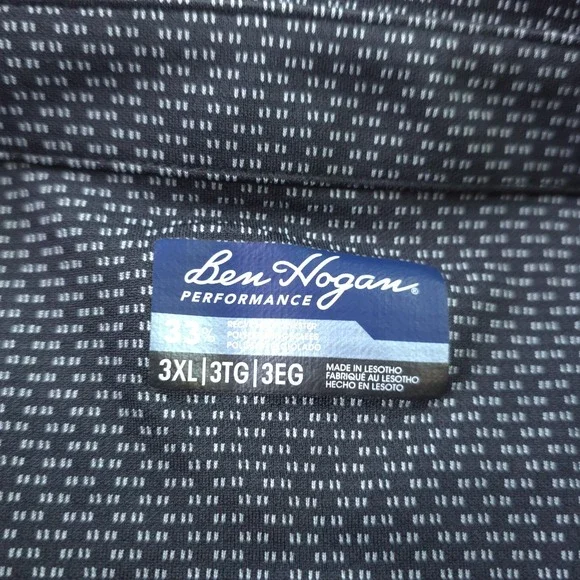 Ben Hogan Polo 3XL Blue / Black Geometric Short Sleeve Golf Performance Stretch - Picture 3 of 7
